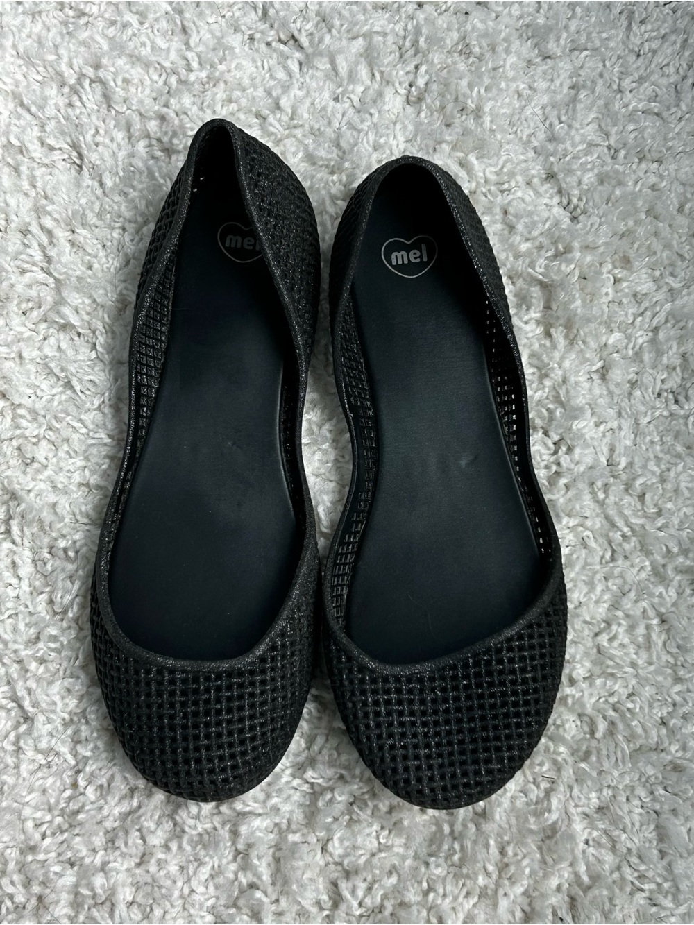 Melissa Black Textured Ballet Flats
